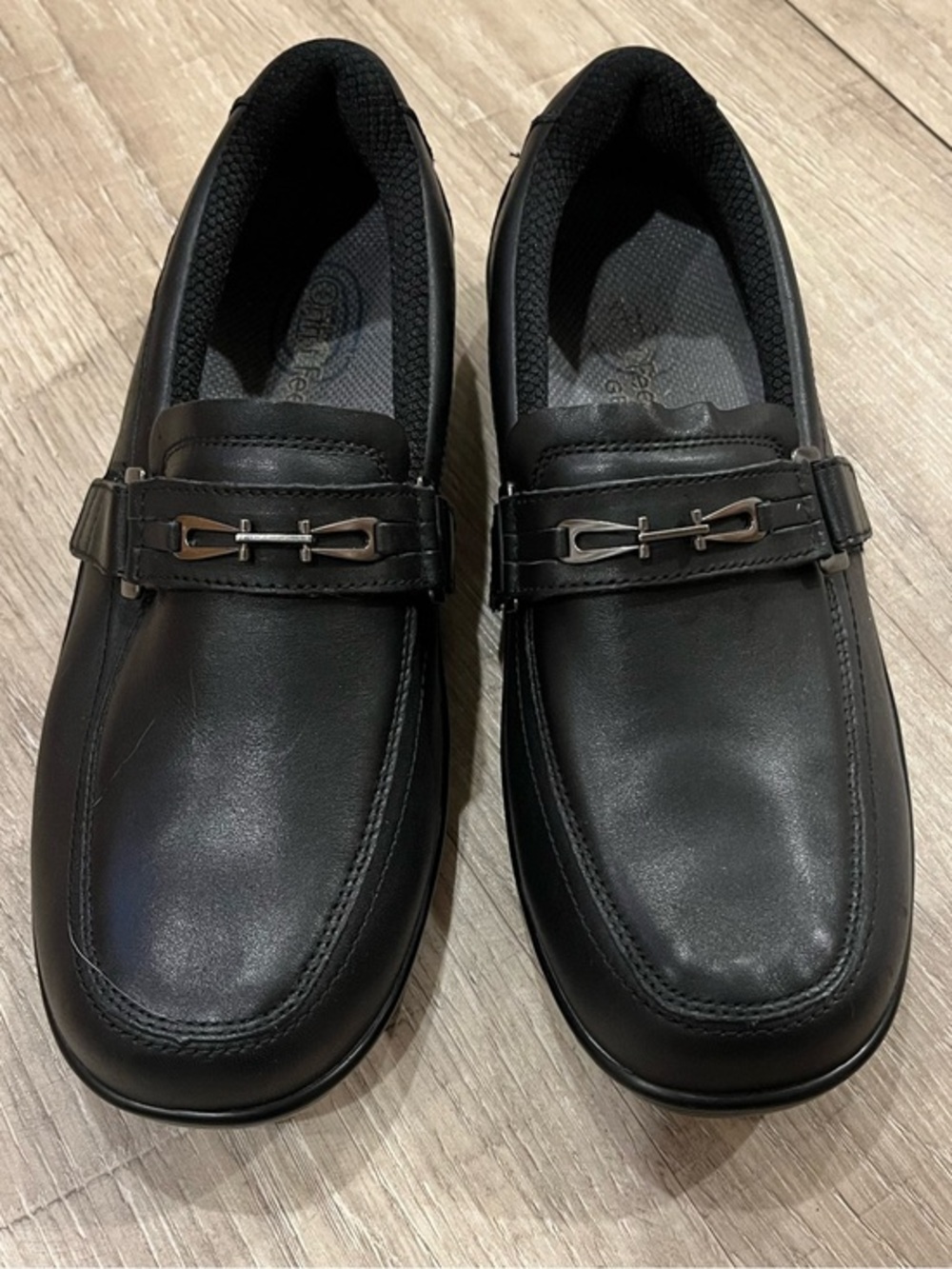 OrthoFeet Black Slip-On Loafers 10 X-Wide